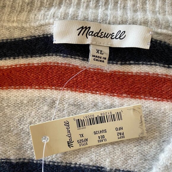 MADEWELL BNWT V-Neck Womens Sweater New Striped - Picture 6 of 11
